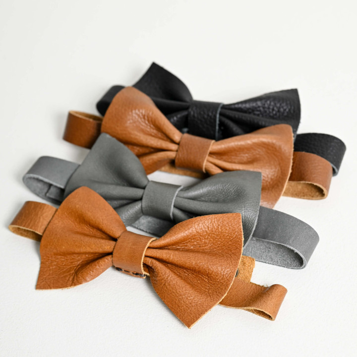 Leather Bow Tie - Pepper - 3