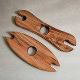 Wooden Wine Bottle Glass Holder - Pointed Oval - 3