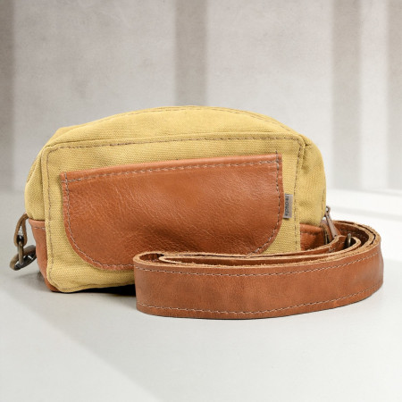 Caddy Canvas & Leather Crossbody Bag - Yellow & Ginger - 1