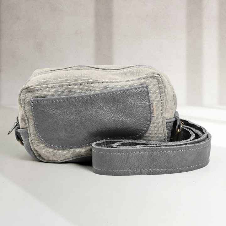 Caddy Canvas & Leather Crossbody Bag - Pepper & Grey - 1