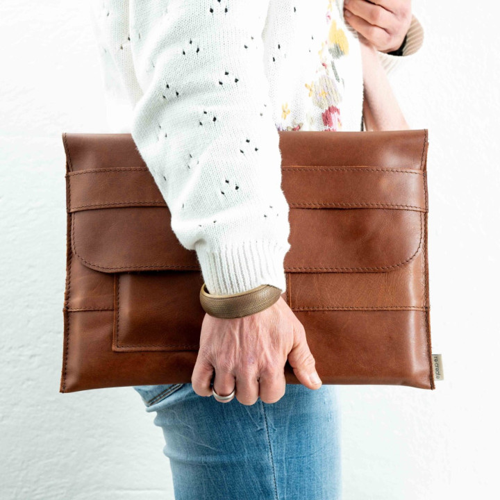 Leather Laptop Sleeve - Caramel - 13/14 inch - 5