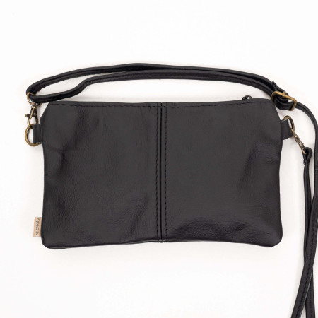 Essence Leather Clutch Crossbody Bag - Black
