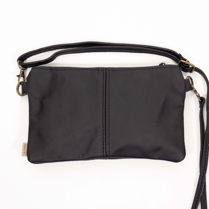 Essence Leather Clutch Crossbody Bag - Black - 1