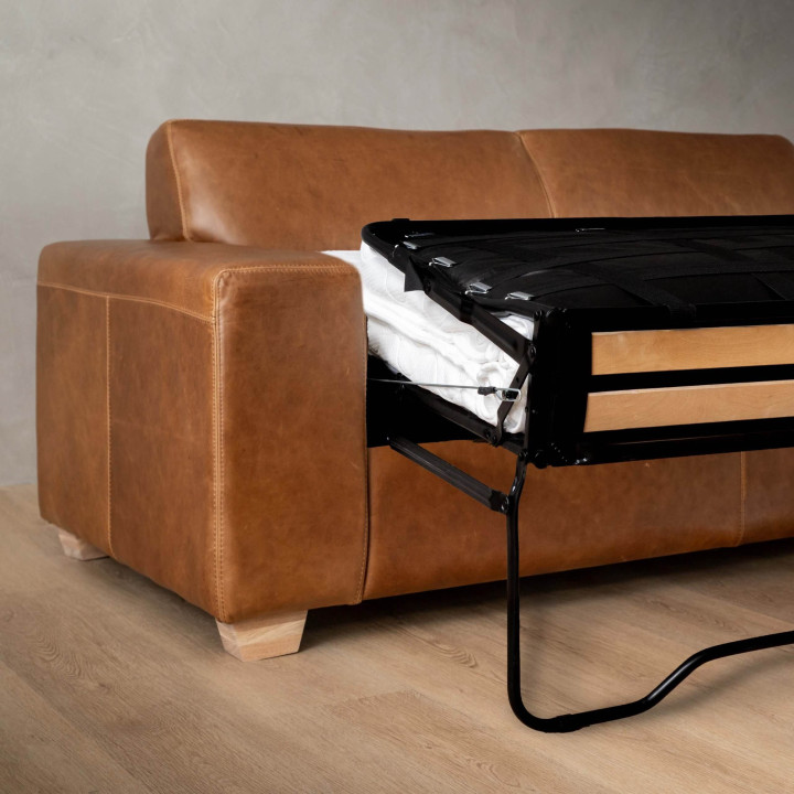 Karoo Leather Sleeper Couch - Butterscotch - 9