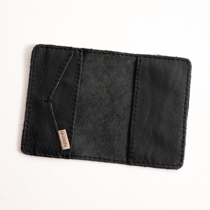 Leather Passport Holder - Black - 1