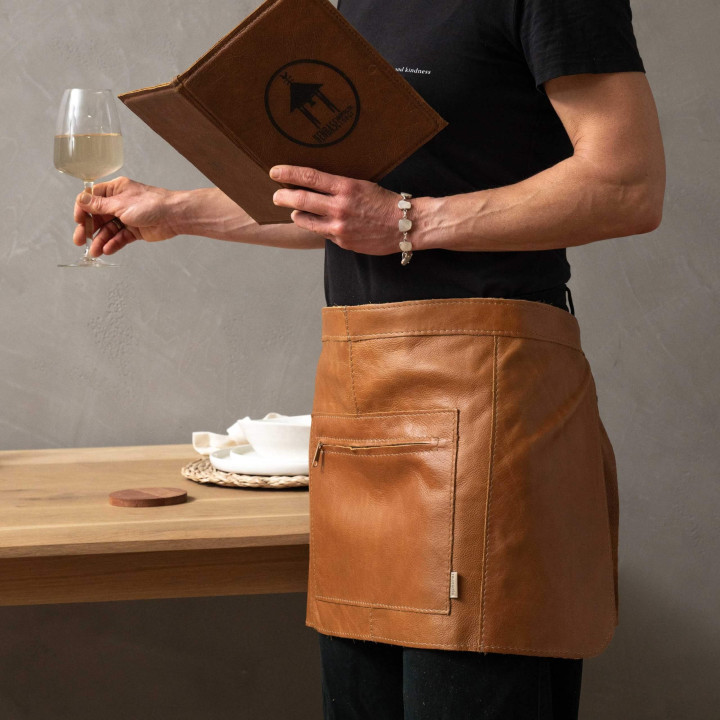 Leather Waiter Half-Apron - Caramel - 6