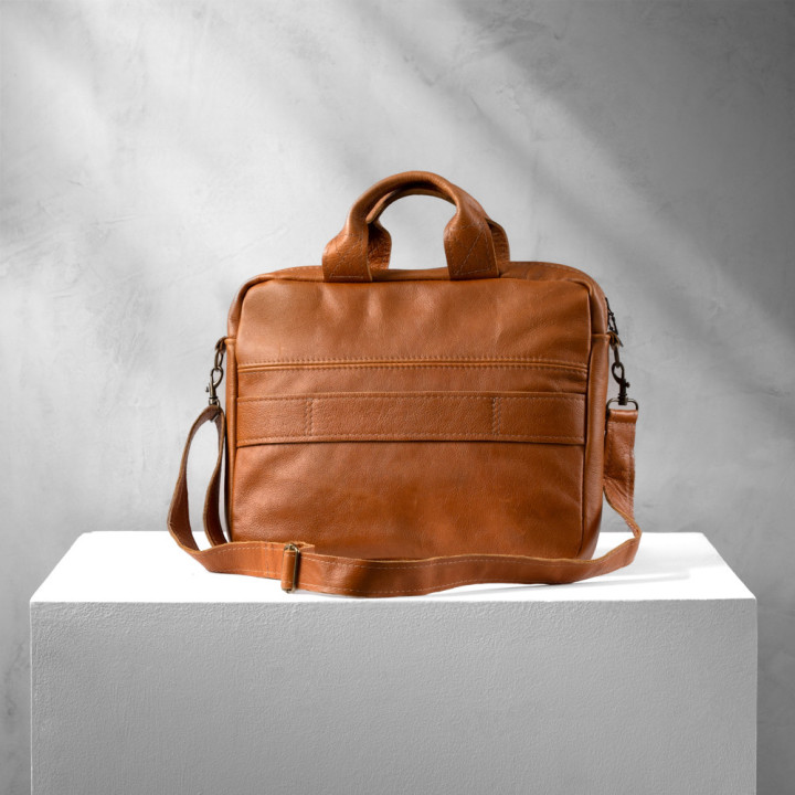 Cedar Leather Laptop Bag - Ginger - 1