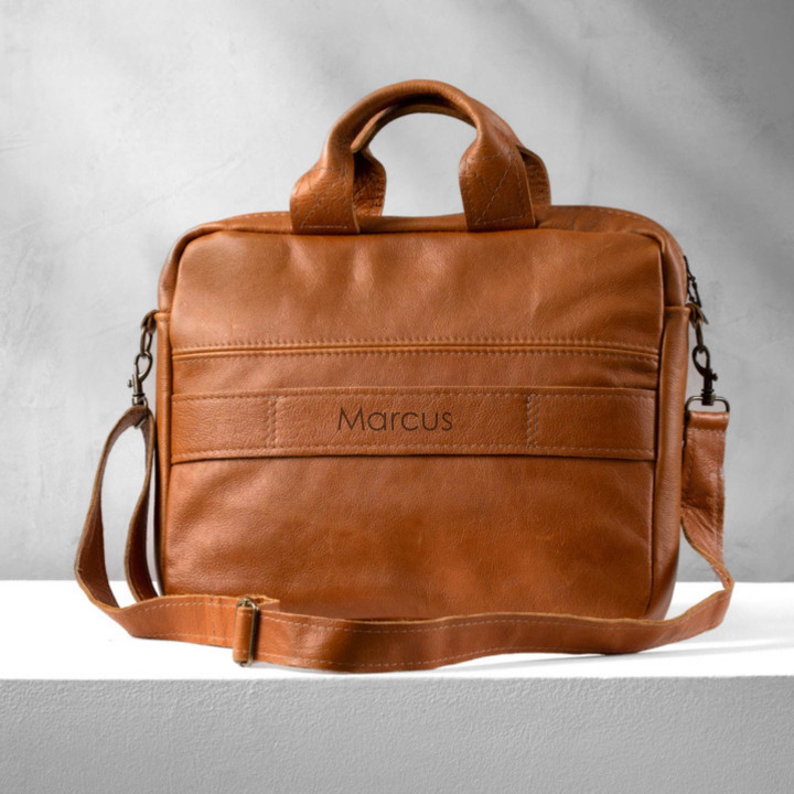 Cedar Leather Laptop Bag - Ginger - 8