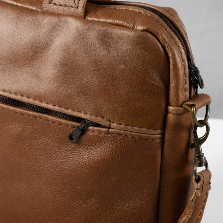 Cedar Leather Laptop Bag - Pepper - 2