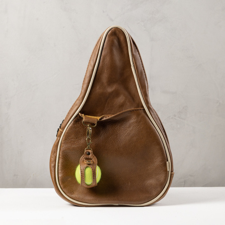 Leather Padel Ball Sling Holder - Olive - 3