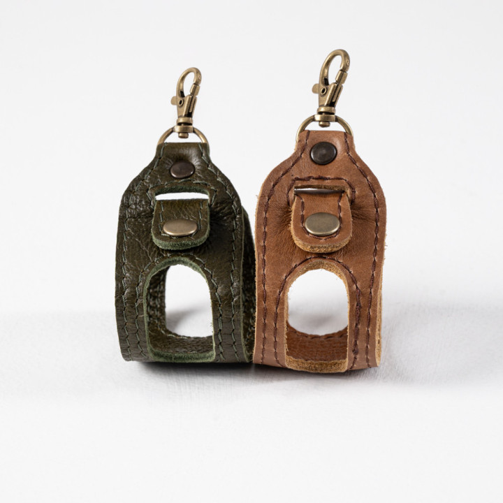 Leather Padel Ball Sling Holder - Olive - 5