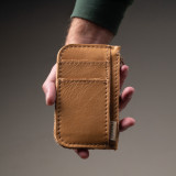 Leather Slim Wallet with Zip (Customizable Card Holder) - Caramel - 2