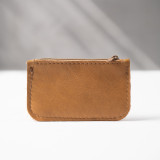 Leather Slim Wallet with Zip (Customizable Card Holder) - Caramel - 5