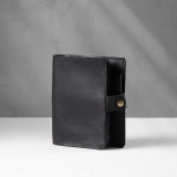 Leather Cable & Tech Organiser (Electronic Travel Pouch) - Black - 1