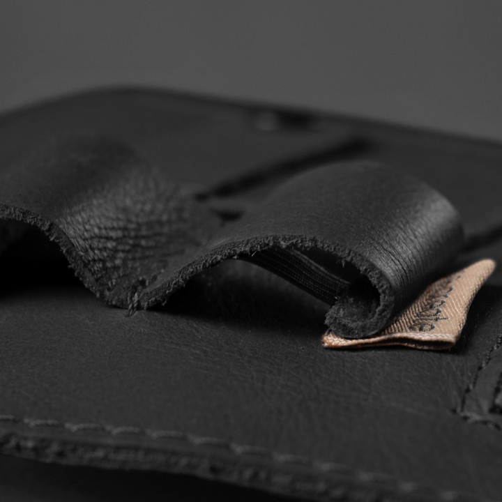 Leather Cable & Tech Organiser (Electronic Travel Pouch) - Black - 4