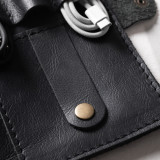 Leather Cable & Tech Organiser (Electronic Travel Pouch) - Black - 5