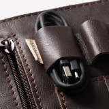 Leather Cable & Tech Organiser (Electronic Travel Pouch) - Brown - 2