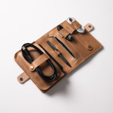 Leather Cable & Tech Organiser (Electronic Travel Pouch) - Caramel - 3