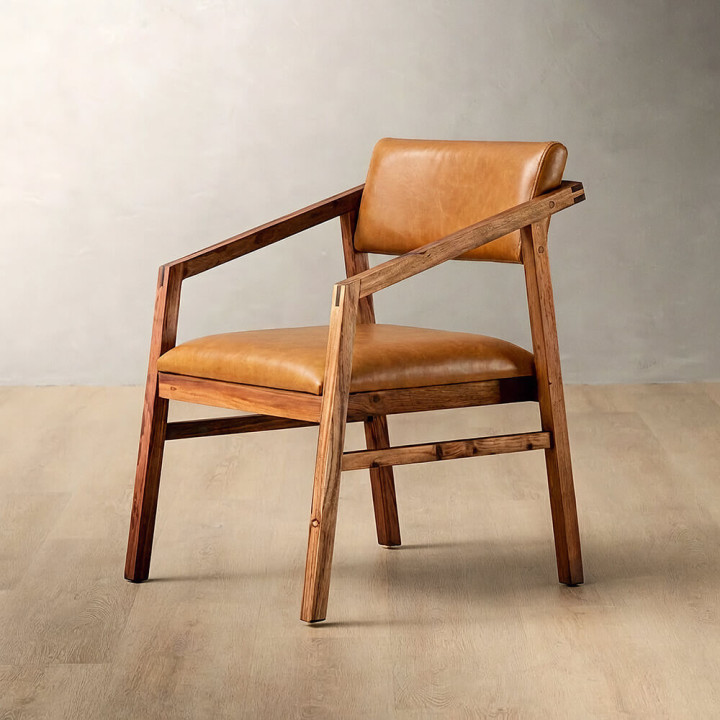 Jozi Leather Carver Chair - Blackwood - Ginger - 1