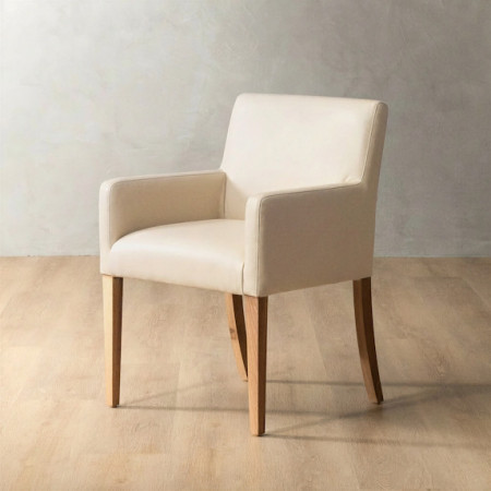 Sandton Leather Dining Chair - Oak - Cream