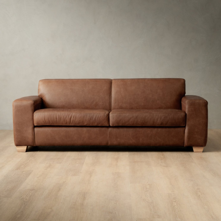 2.2m Karoo Leather Couch - Butterscotch - 1