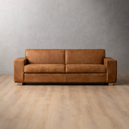 Karoo 3-Seater Leather Couch - Caramel - 1
