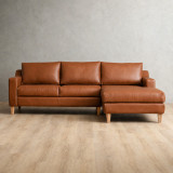 Douglas Leather Corner Couch with Daybed Right - Butterscotch - 1
