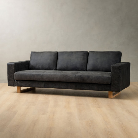 Clarkson 3-Seater Leather Couch - Midnight - 1