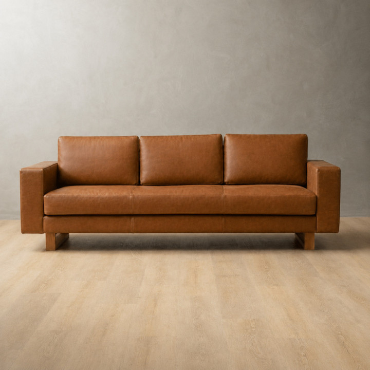 Clarkson 3-Seater Leather Couch - Butterscotch - 1