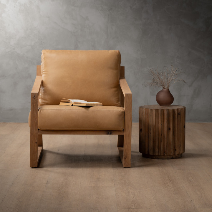 Clarens Leather Armchair - Oak - Desert - 2