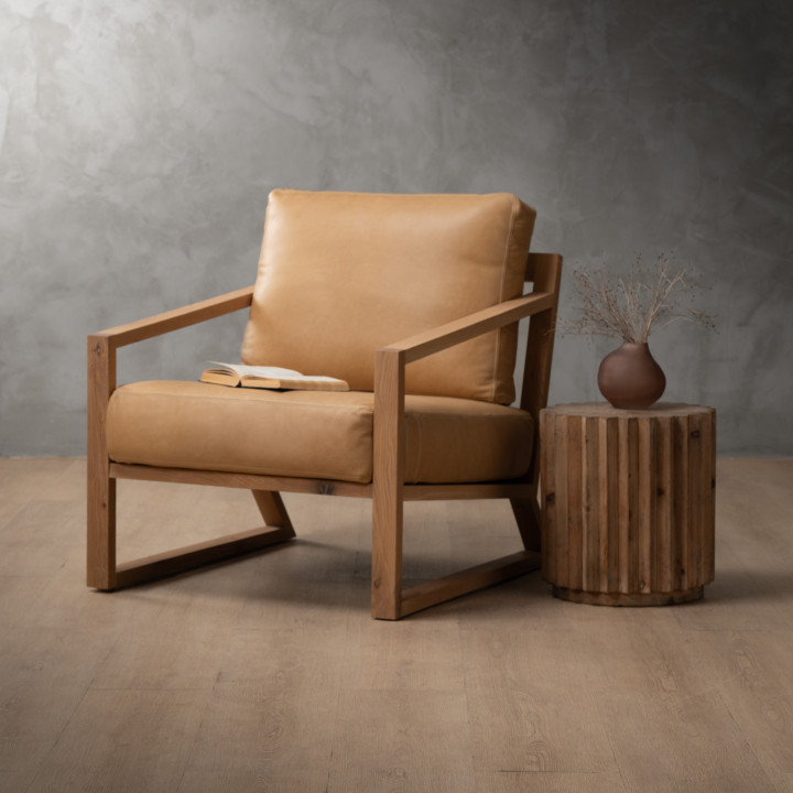 Clarens Leather Armchair - Oak - Desert - 3