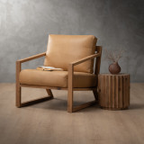 Clarens Leather Armchair - Oak - Desert - 3