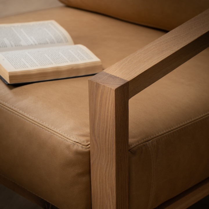 Clarens Leather Armchair - Oak - Desert - 4