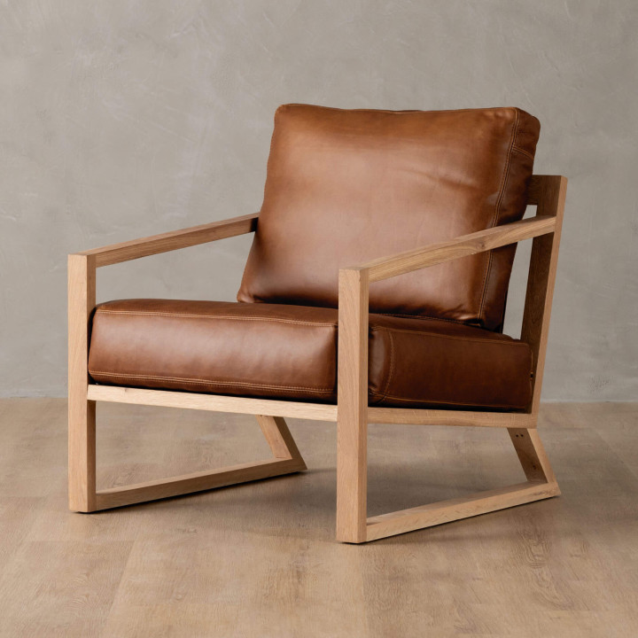 Clarens Leather Armchair - Oak - Butterscotch - 1