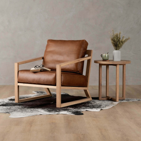 Clarens Leather Armchair - Oak - Butterscotch
