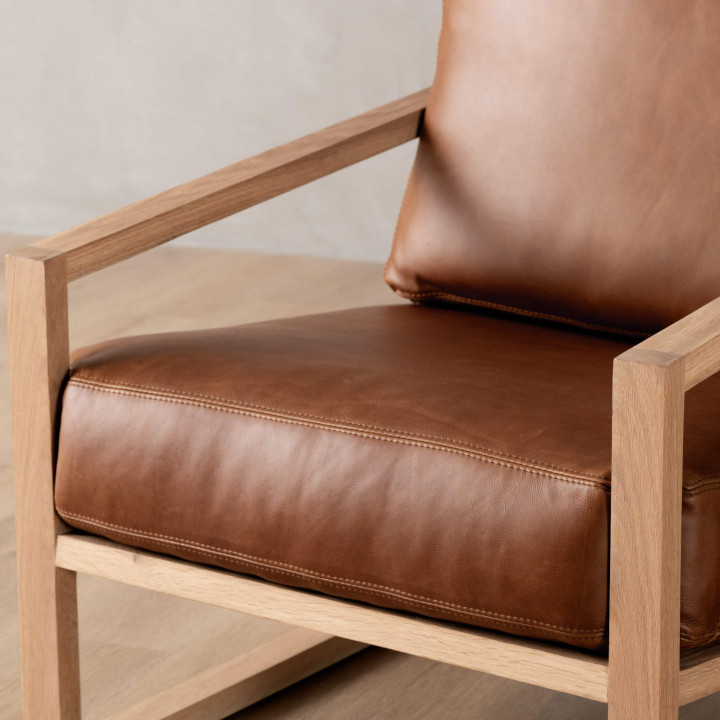 Clarens Leather Armchair - Oak - Butterscotch - 7