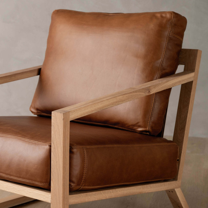 Clarens Leather Armchair - Oak - Butterscotch - 10