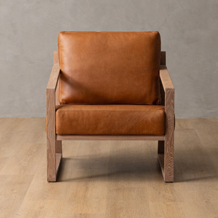 Clarens Leather Armchair - Oak - Ginger - 5