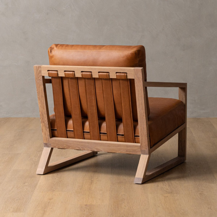 Clarens Leather Armchair - Oak - Ginger - 7