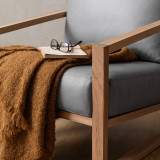 Clarens Leather Armchair - Oak - Grey - 3