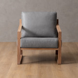 Clarens Leather Armchair - Oak - Grey - 4