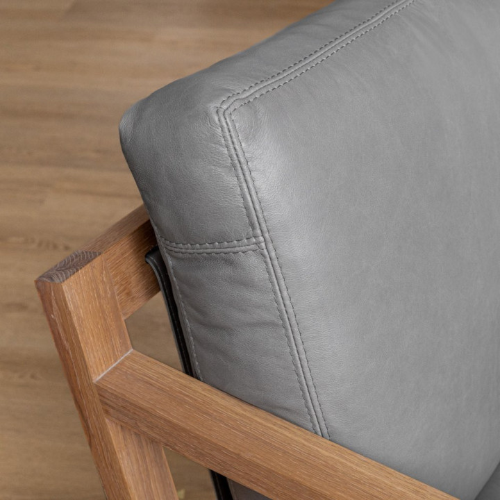 Clarens Leather Armchair - Oak - Grey - 8