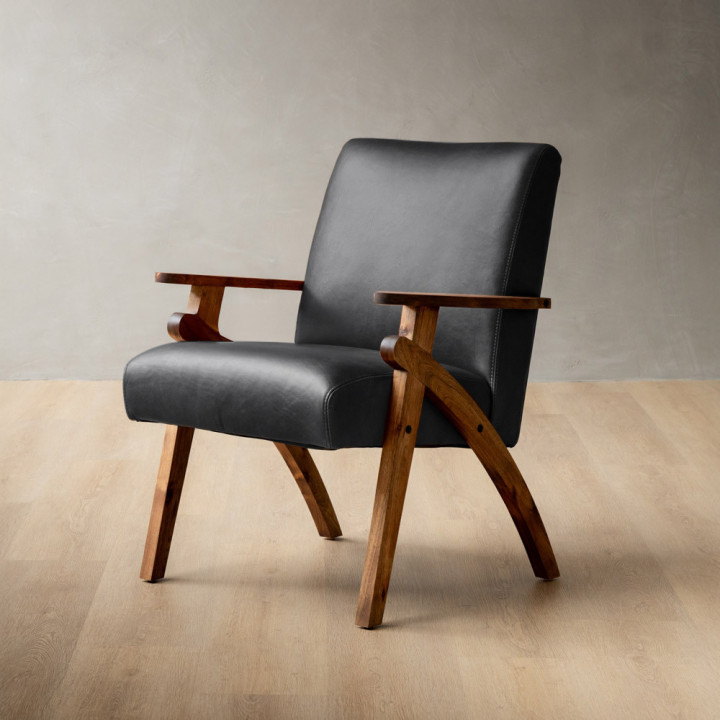 Gariep Leather Armchair - Blackwood - Black - 1