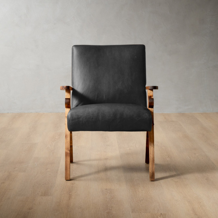 Gariep Leather Armchair - Blackwood - Black - 2