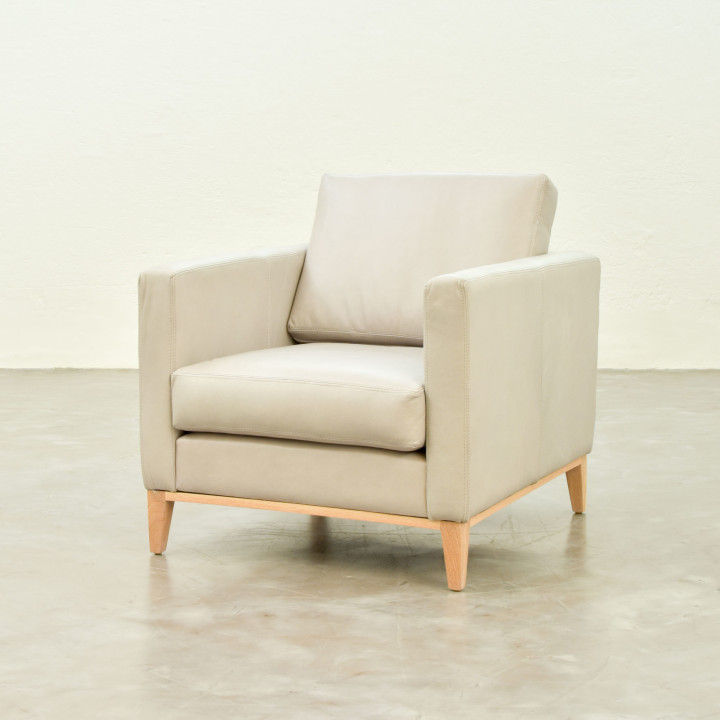 Cape Town Leather Armchair - Cream - 1
