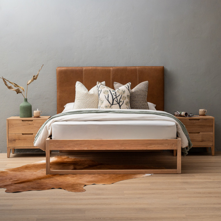 Swazi Bed Base - Double - Oak - 2