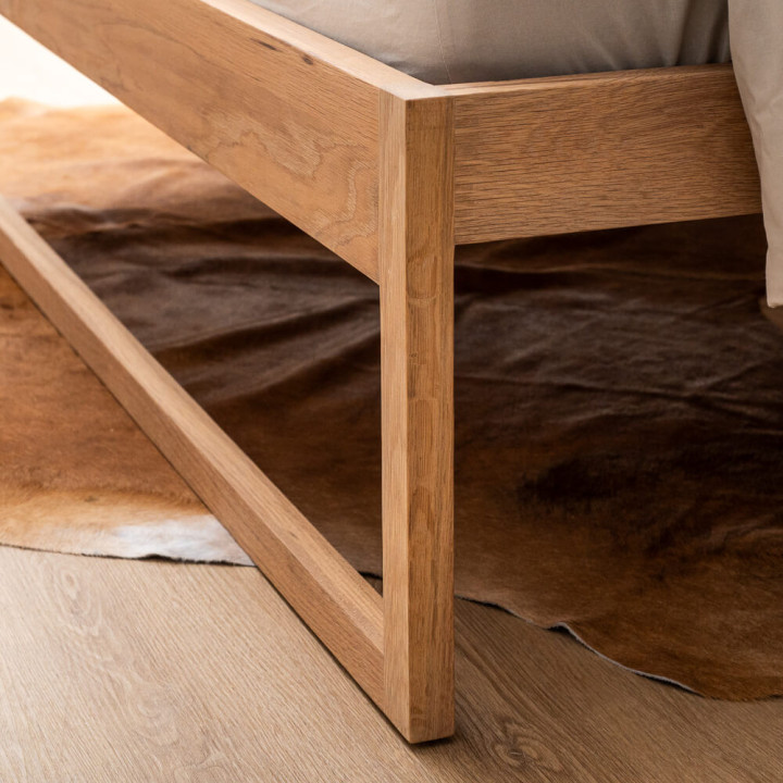Swazi Bed Base - Double - Oak - 7