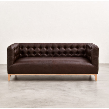 Barkly 3-Seater Leather Couch - Coffee - Coffee - 1