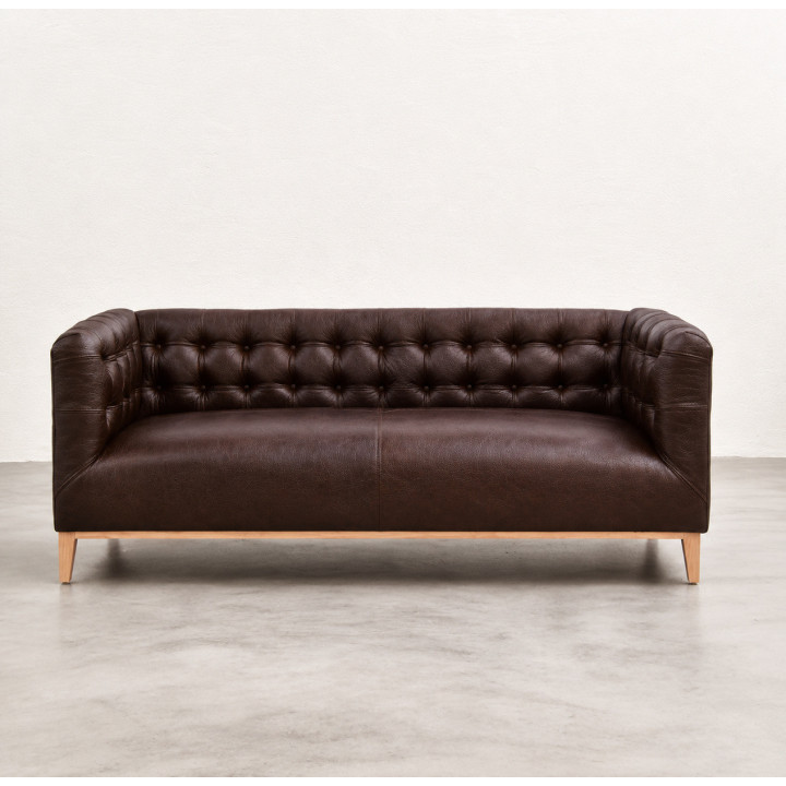 Barkly 3-Seater Leather Couch - Coffee - Coffee - 1