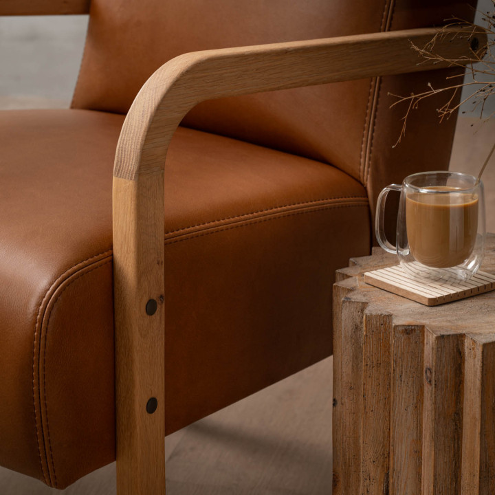 Palmiet Leather Armchair - Oak - Butterscotch - 4